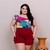 Conjunto Feminino Plus Size Blusa Estampada e Short 0233 - loja online