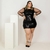 Vestido Feminino Plus Size Paetê Manga Longa Roupas 48 ao 52 na internet