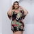 Vestido Feminino Plus Size Estampado Cruzado no Busto na internet