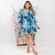 Vestido Feminino Plus Size Estampado Manga Longa Rodado