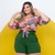 Conjunto Plus Size Cropped Amarrar Short + Cinto Veste 48 52 0139 - loja online
