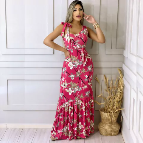 Vestido Feminino Estampado Longo Roupas Femininas 36 ao 42