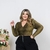 Cropped Lurex Manga Longa Plus Size Moda Roupa Feminina GG