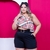 Conjunto Plus Size Feminino Ciganinha Lastec Estampado Short com Cinto 0231