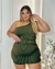 Macaquinho Plus Size Um Ombro Short Saia c Cinto 0454