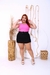 Short Saia Plus Size Saia Babado Frente com Cinto e Bolso