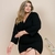 Vestido Plus Size Manga Longa Liso Moda Feminina