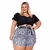 Conjunto Plus Size Cropped Short Cinto Roupas Femininas GG XGG - Bellucy Modas