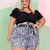 Conjunto Plus Size Cropped Short Cinto Roupas Femininas GG XGG - comprar online