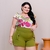 Conjunto Feminino Plus Size Blusa Estampada e Short 0233