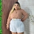 Conjunto Plus Size Feminino Blusa Social e Short com Cinto - comprar online