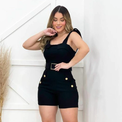 macaquinho com cinto detalhe botão