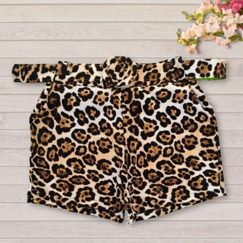 Short Plus Size Com cinto estampado Cintura Alta GG