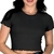 Cropped Feminino Manga Curta Malha Canelada - loja online