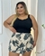 Macaquinho Plus Size Short Saia Amarrar Estampada Curto 0453 - Bellucy Modas