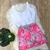 Conjunto Plus Size Cropped Botão Short Saia Estampado Roupas