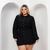 Chemise Vestido Plus Size Feminino Com Botões de Manga Longa na internet