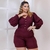 Macaquinho Plus Size Feminino Curto Manga Longa com botões