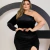 Conjunto Plus Size Blusa Manga Longa e Saia Aveludo Fenda - comprar online