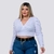 Cropped Feminino Plus Size V Manga Longa Amarrar Transpassad