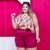 Conjunto Plus Size Feminino Ciganinha Lastec Estampado Short com Cinto 0231 - Bellucy Modas