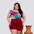 Imagem do Conjunto Feminino Plus Size Blusa Estampada e Short 0233