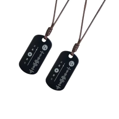 Colar Spotify Black com Gravação Personalizada