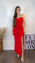 Vestido longo tomara que caia com fenda prada - Vermelho