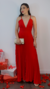 Vestido Longo plissado decote v Helena - Vermelho