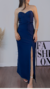 Vestido longo tomara que caia com fenda prada - Azul marinho - comprar online