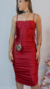 Vestido midi alcinha colado acetinado Cloe - Vinho - comprar online