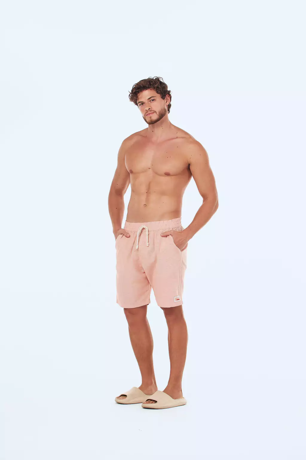 BERMUDA ELÁSTICO CADARÇO LINHO - SALMÃO