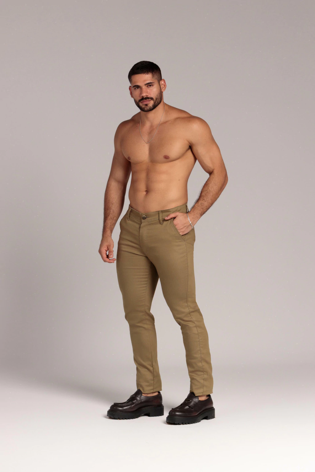 CALÇA ESPORTE FINO BRIM ELASTANO - VERDE MUSGO