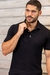 CAMISA GOLA POLO BÁSICA CANELADA - PRETA na internet