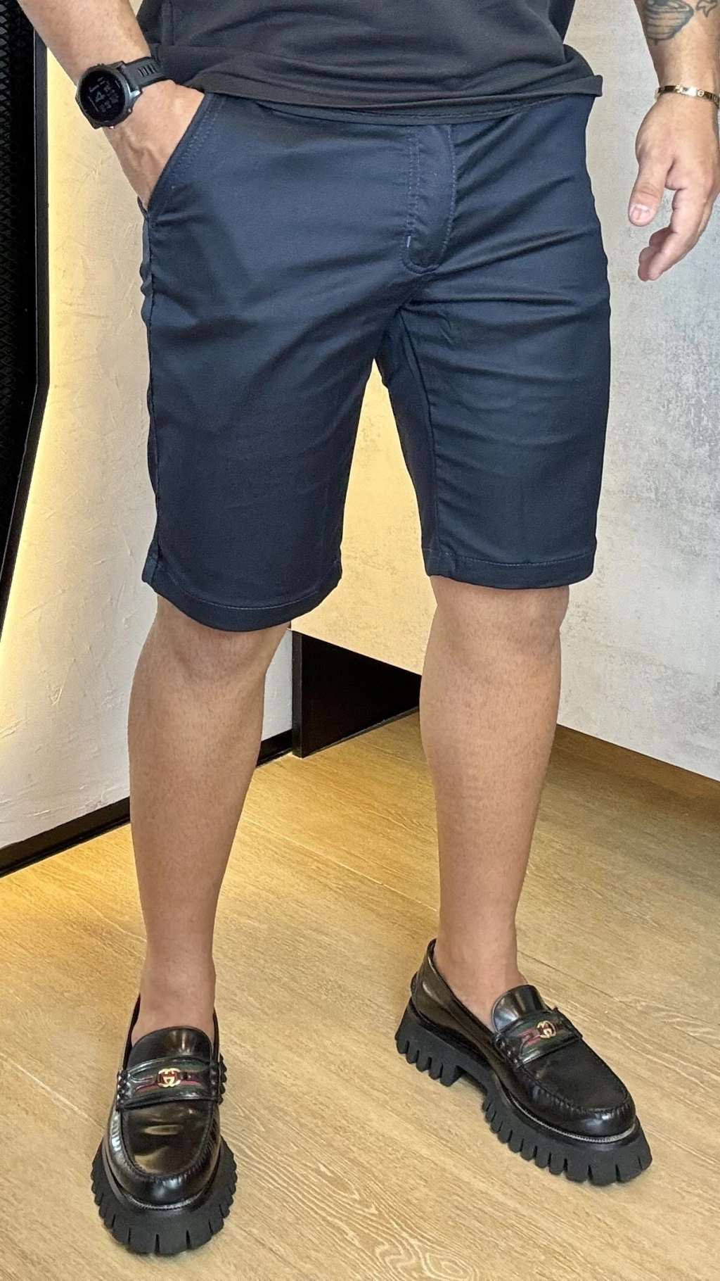 BERMUDA ESPORTE FINO TEC. LITO AZUL MARINHO