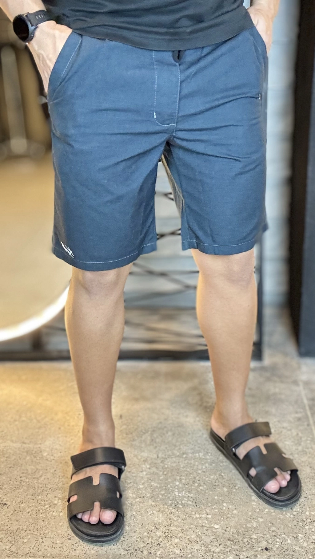 BERMUDA ELASTICO CADARÇO CÓIS REGULÁVEL AZUL PETRÓLEO