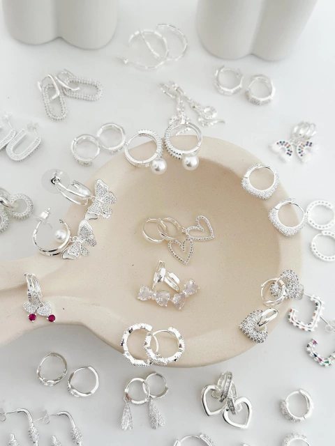 PACK X3 AROS BLANCOS STRASS PA448 - comprar online