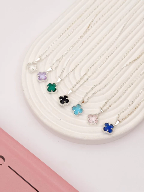 PACK X3 COLLAR TREBOL ACERO BLANCO PA647 - comprar online