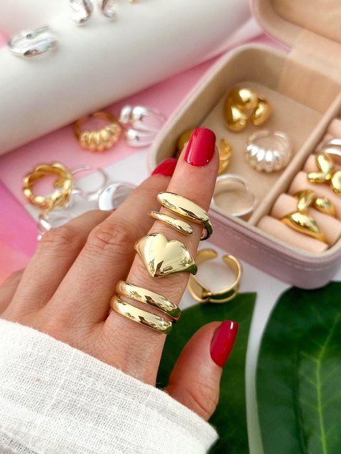 PACK X3 ANILLOS ACERO DORADO SURTIDOS PA457 - comprar online