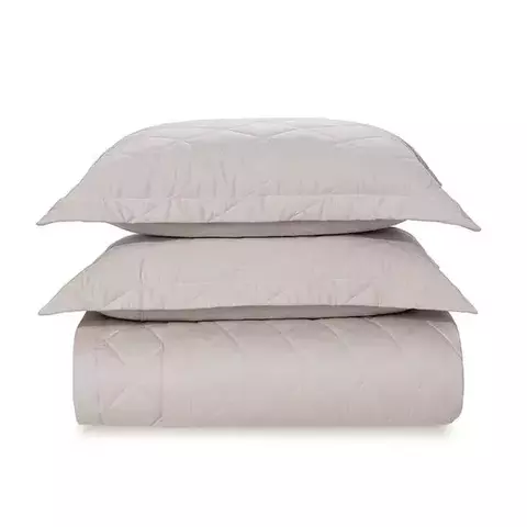Colcha King com 2 Porta Travesseiros Cetim 300 Fios Bossa Prata Karsten