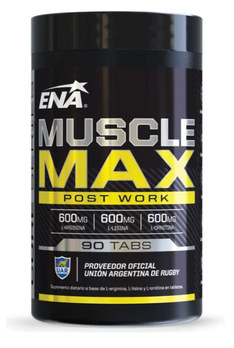 Muscle Max Post-Work 90 Tabletas ENA - 30 servicios - (L-Arginina, L-Lisina y L-Ornitina)