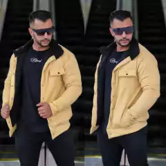 Casaco Suede Amarelo com Preto