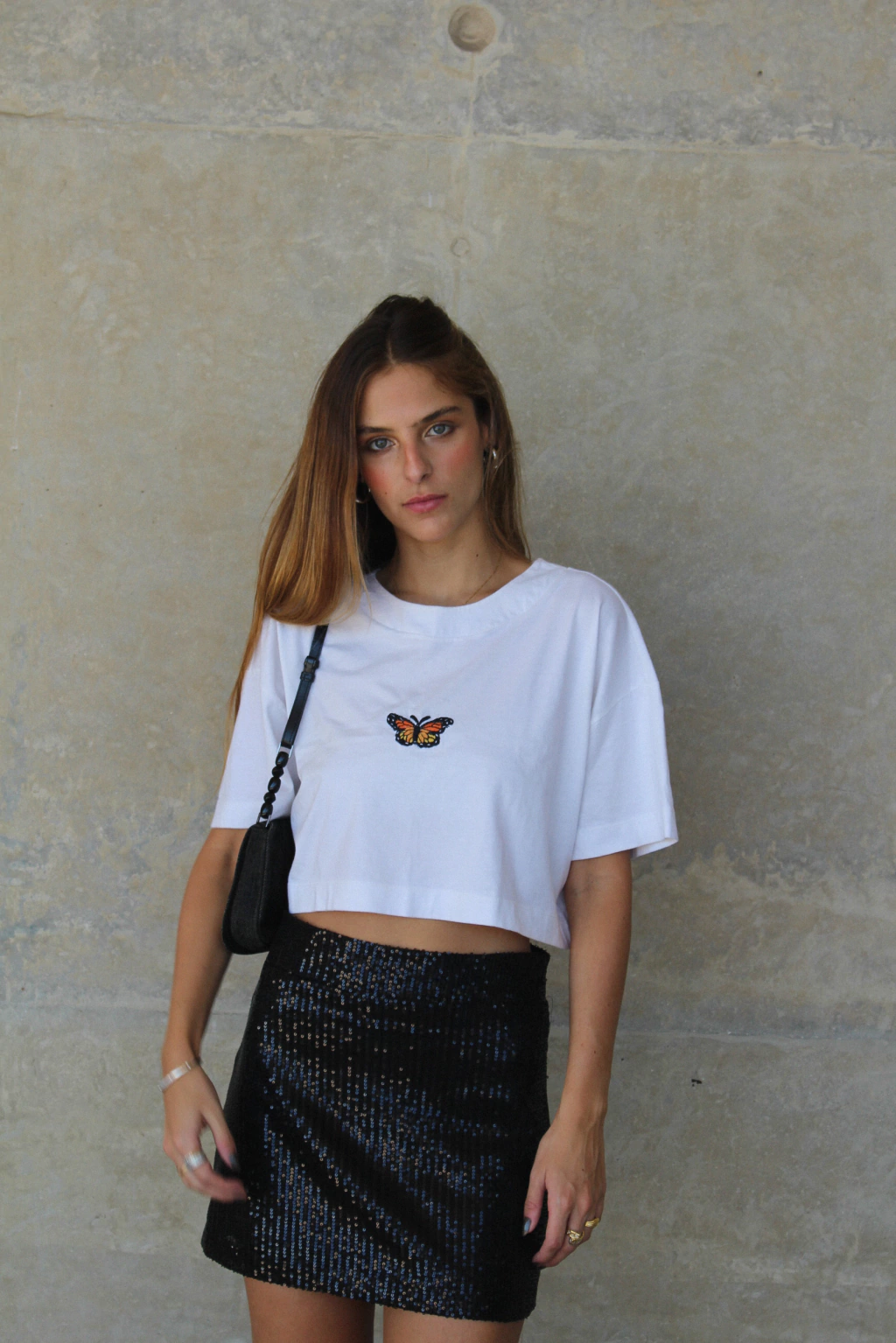 T-Shirt Bordada Borboleta