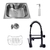 Kit Cuba Pia Gourmet Luxo Prizi Aço Inox 304 SB6042 + Torneira Gourmet Prizi com Spray de Parede Preta - KE6024