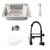 Kit Cuba Pia Gourmet Luxo Prizi Aço Inox 304 43x57cm Kit Completo - C5743 + Torneira Gourmet Prizi com Spray de Parede Preta - KE6024