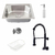 Kit Cuba Pia Gourmet Luxo Prizi Aço Inox 304 43x57cm Kit Completo - C5743 + Torneira Gourmet Prizi Preta de Parede - KE-6115