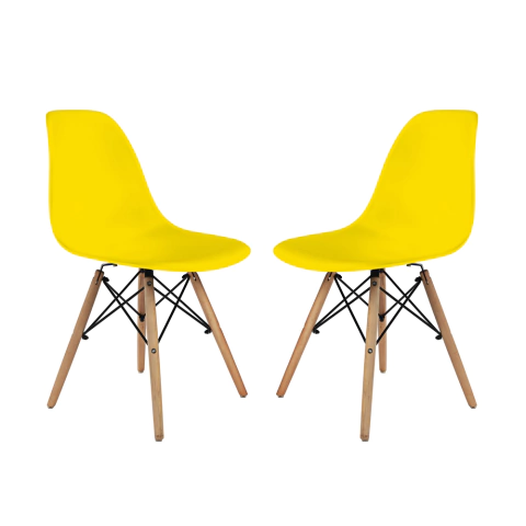 Conjunto com 2 Cadeiras Eames Prizi Lake - Amarela