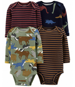 Kit Body Manga Longa Estampa Animais Carter's