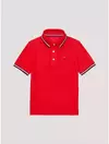 Camiseta Polo Vermelha Lisa com Detalhes Tommy Hilfiger