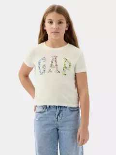 Camiseta GAP com Escrito Florido
